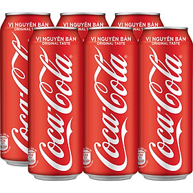 Lốc 6 Lon Nước Giải Khát Coca-Cola vị Nguyên Bản Original 320mlx6