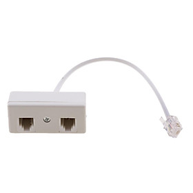 2- Way RJ11 US Telephone Plug Outlet Connector to RJ11 Socket Wall Jacket Cable Splitter