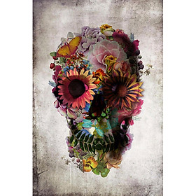 Dod Flower Skull Comic Silk Poster Pop Deco Poster Wall Painting Craft