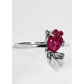 Nhẫn Bạc Cá 3 Đuôi Tourmaline Hồng Ngọc Quý Gemstones