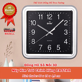 Mua Đồng Hồ Treo Tường KIM TRÔI EASTAR Cao Cấp Mặt Vuông  Viền kim tuyến  Số nổi Ánh kim - Tặng Pin Maxell - BH 1 Năm - Decor Trang Trí Nhà