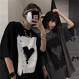 Áo Thun Tay Ngắn In Hình Trái Tim Thời Trang Hàn Quốc Size M-3XL Dành Cho Nam Và Nữ
