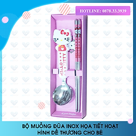 Mua (HÀNG ĐẸP) BỘ MUỖNG ĐŨA INOX CHO EM BÉ  THÌA ĐŨA HOẠT HÌNH CHO TRẺ EM DỂ THƯƠNG