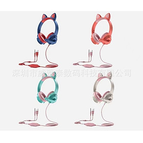 Mua Tai Nghe Gaming Chụp Tai Mèo Led Phát Sáng Tích Hợp Mic Đàm Thoại Có dây Dùng cho Điện Thoại/máy tính Bảng/laptop