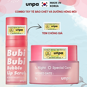 Combo Tẩy Tế Bào Chết Sủi Bọt Môi Unpa Bubi Bubi Bubble Lip Scrub 10ml Và