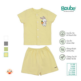 Bộ áo quần cộc tay cài thẳng nhiều màu sắc cho bé sơ sinh và trẻ nhỏ Boube, vải Cotton organic thoáng mát - Size 0-24M