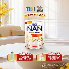 Sữa bột NAN INFINIPRO A2 3 với công thức đầu tiên chứa đạm A2, 6HMO & Lợi khuẩn kép nhập khẩu Thụy Sĩ - Hộp 800g (2 - 6 tuổi)