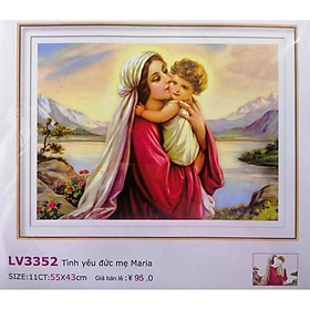 Tranh thêu chữ thập Tình Yêu Đức Mẹ Maria (55x43) chưa thêu