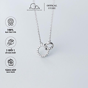 Dây chuyền bạc vòng cổ bạc nữ vòng tròn đôi đính đá Double Circle bạc 925 moonsilver