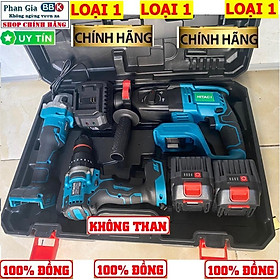 [LOẠI 1] Bộ Combo 3 Máy Gồm Máy Khoan Đục Bê Tông, Máy Mài Và Máy Chuyên Vít Dùng Pin 199V 15 Cell Máy Khoan Siêu Khỏe