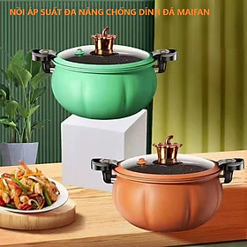 Nồi Áp Suất Bí Ngô chống dính 8L - Hàng nội địa cao cấp decor nhà bếp - Nồi đa năng Chiên, Xào, Nấu Lẩu, Nấu Cơm