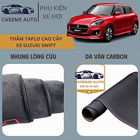 Thảm Taplo 3 Lớp Dành Cho Xe SUZUKI SWIFT, Nhung Lông Cừu Và Da Vân Carbon Cao Cấp - Hàng Chính Hãng