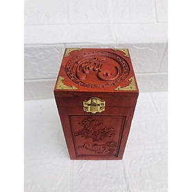 Mua Hộp Chè Bằng Gỗ vuông đục chữ phúc đẹp _ Hộp Trà Làm Quà Tặng - Quà Biếu Tết Bàng Gỗ Hương Cao Cấp ( Ảnh thật )