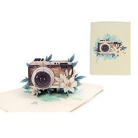 H07 -  Thiệp 3D Máy Ảnh Vintage & Hoa Lily – Pop Up Card Viethands Giftshop 