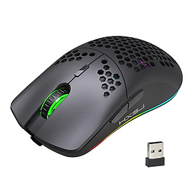 Chuột chơi game không dây HXSJ T66 RGB 2.4G Chuột sạc ánh sáng RGB với DPI có thể điều chỉnh Thiết kế tiện dụng cho máy tính để bàn - Màu đen-Màu đen