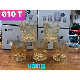 Bộ 6 cố thủy tinh uống nước vân tăm mạ vàng