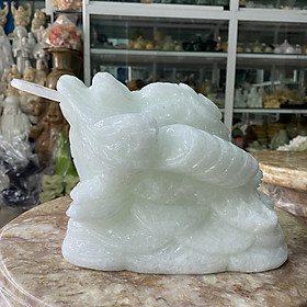 Mua Cụ Thiềm Thừ  Cóc Ngậm Tiền  Cóc 3 Chân Phong Thuỷ Tài Lộc Đá Cẩm Thạch Trắng - ngang 23cm