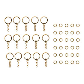 15Pcs 2 inch Split Key Rings Split Key Chain Rings Connectors with Jump Rings Keychain Accessories Metal Aureate Color Keyrings for Supplies
