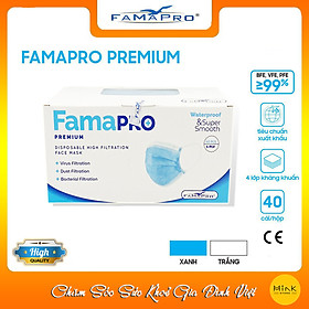 [FAMAPRO - PREMIUM] Khẩu trang y tế cao cấp 4 lớp kháng khuẩn Famapro Premium (40 cái/ hộp)