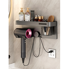 Kệ đỡ máy sấy tóc nhà tắm dán tường Aluminum Blower Shelves Organizer Shower Storage Rack Bathroom Accessorie