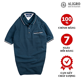 Áo polo nam cộc tay trơn màu xanh đen aligro ALGPLO39