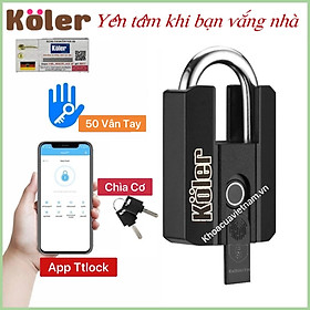 Mua Khóa Bấm Vân Tay KOLER Chống Nước. Mở Khóa Bằng APP  Vân Tay và Chìa Cơ.