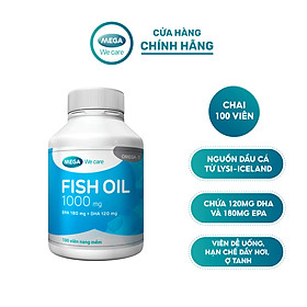 Hình ảnh Dầu cá bổ sung Omega-3 DHA & EPA từ nguồn dầu cá Lysi-Iceland giúp mắt sáng, não tốt - FISH OIL Mega We Care (100 viên)