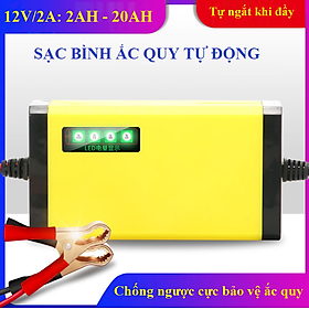 Sạc bình ắc quy 12V 2A 4AH-20AH VÀNG RẺ thông minh tự ngắt khi đầy chống