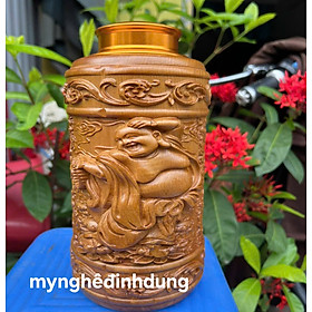 Mua Hộp đựng chè  ( trà ) khắc phật di lặc bằng gỗ bách xanh thơm nức cao 20x12x12cm