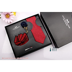 Cavat Bộ Cao Cấp Hàn Quốc 4 món Phụ Kiện - Full box kèm túi xách, Đỏ đậm