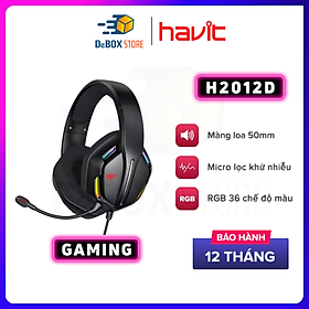 Mua Tai Nghe Gaming Headphone HAVIT H2012D  Driver 50mm  Đèn RGB 36 Chế Độ Màu  Mic Khử Ồn - Hàng Chính Hãng