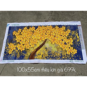 Tranh thêu hoa vàng thêu kín