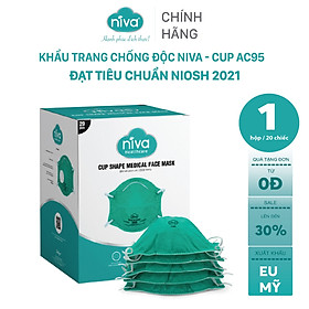 Khẩu Trang Niva N95 - Cup AC95 - 20pcs Ngăn Ngừa Vi Khuẩn, Virus Đạt Chuẩn FDA Hoa Kỳ, Hàng Chính Hãng Cao Cấp