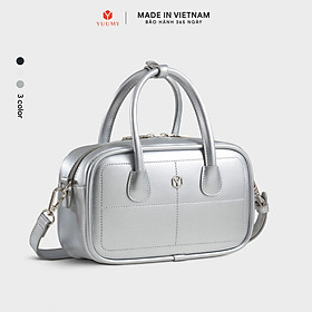 Túi Yuumy ( Thời trang nữ bo góc phối chỉ nổi size 23 - Túi đeo chéo da Glossy YN303 )