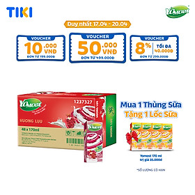 Thùng 48 Hộp Sữa Chua Lên Men Tự Nhiên Yomost Trái Lựu (170ml/Hộp)