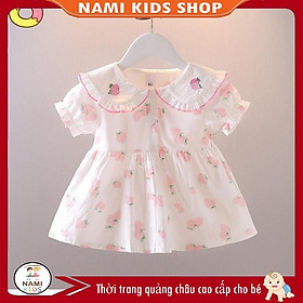 Đầm dâu tây cổ sen dễ thương cho bé gái