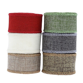 6Pcs Burlap Ribbon Linen Fabric Ribbons Trims DIY Gift Wrapping