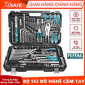 Bộ đồ nghề cầm tay 142 chi tiết TOTAL THKTHP21426 gồm 142 dụng cụ cầm tay thước cuộn, tua vít, khung cưa, kìm, cờ lê,...