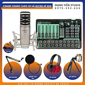 Mua Combo thu âm  livestream Micro AQTA AT-808  Sound card H9 - Kèm full phụ kiện kẹp micro  màng lọc  tai nghe