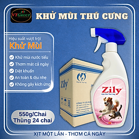 Xịt Khử Mùi Thú Cưng Zily 550g (24 Chai/Thùng) - Tặng 1 Chai Nước Giặt Zily 3.8Kg
