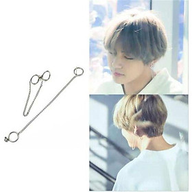 Khuyên tai nam vòng tròn xích dài BTS cực chất