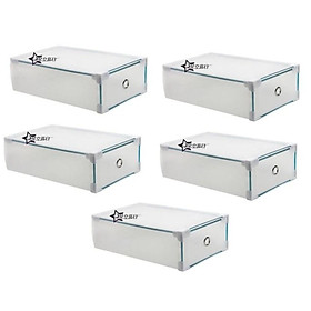 Mua Bộ 5 hộp đựng giày ngăn kéo viền kim loại Trắng