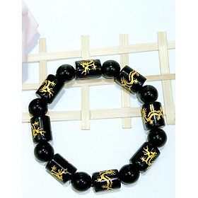 Vòng Tay Phong Thủy Đá Oxyden Đốt Trúc Nam Khắc Rồng Kim Tiền Jewelry - Hợp Mệnh Thủy, Mệnh Mộc