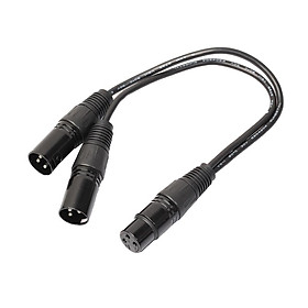3-4pack 3 Pin XLR Audio Cable Female to 2 Male Y Splitter Adapter 1ft black