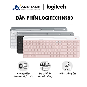 Bàn phím Logitech K580 Slim Multi device - Bluetooth, USB Unifying, Kết nối đa thiết bị - Hàng Chính Hãng - Bảo Hành 12 Tháng [Lỗi 1 đổi 1