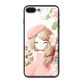 Ốp lưng kính cường lực cho iPhone 7 Plus Anime Cô Gái Váy Bông - Hàng chính hãng