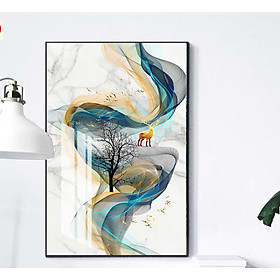 Mua Tranh treo tường phòng khách  phòng ngủ -Tranh treo 1 tấm dọc M26409/ Gỗ MDF cao cấp phủ kim sa/ Chống ẩm mốc  mối mọt/Bo viền góc tròn