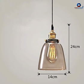 Đèn thuỷ tinh đui đồng thả trần trang trí phòng khách SuperVilighting màu chà decor quán
