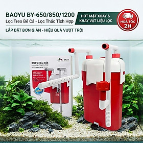 Lọc Treo Bể Cá Baoyu BY-650/850/1200 - Lọc Thác Tích Hợp Hút Mặt Xoay, Khay Vật Liệu Lọc - Lọc treo BY-850