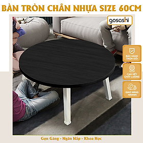 Bàn Tròn Mặt Gỗ MDF 60X60X30cm Chân Nhựa Chắc Chắn Làm Bàn Ăn, Bàn Làm Việc Đa Năng, Ngồi Học, Decor Phòng Siêu Đẹp - Màu Đen